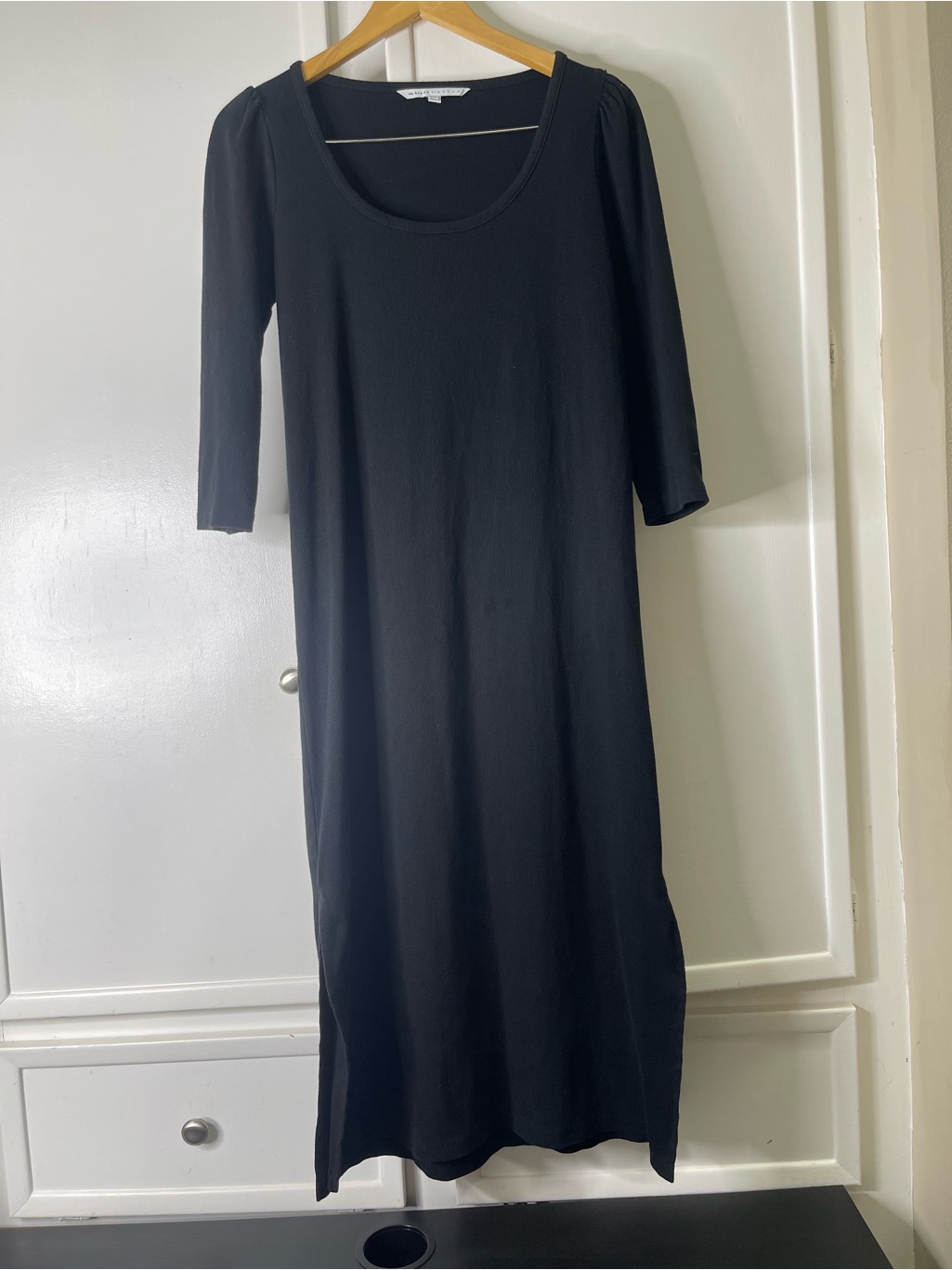 The Nines By Hatch Black Ribbed Neck Tee Top Women’s Medium M Minimalist